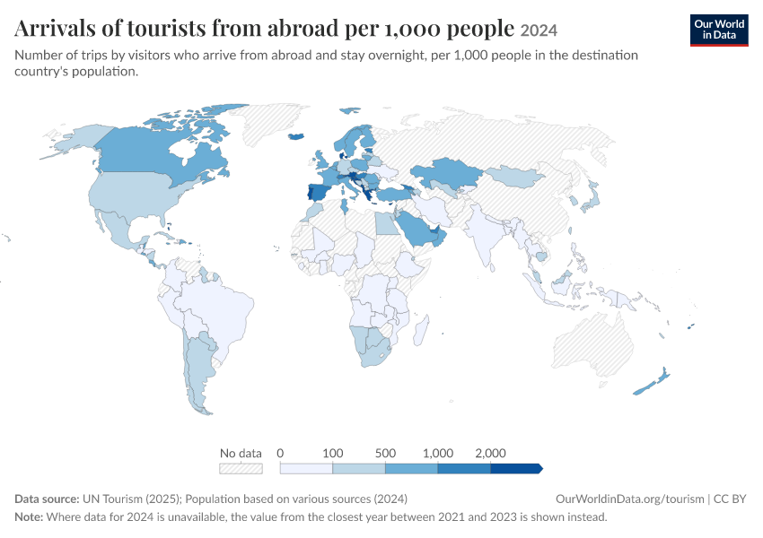 A thumbnail of the "Arrivals of tourists from abroad per 1,000 people" chart