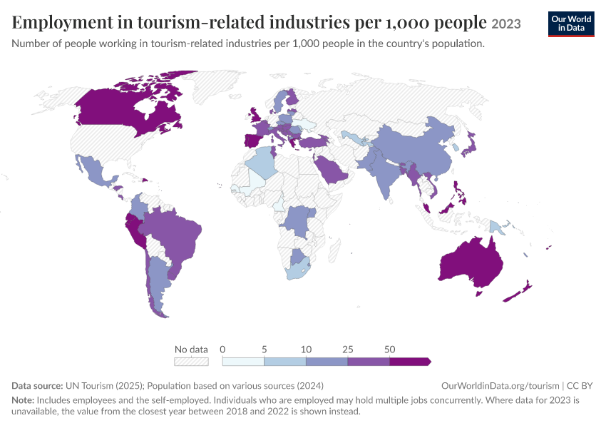 A thumbnail of the "Employment in tourism-related industries per 1,000 people" chart