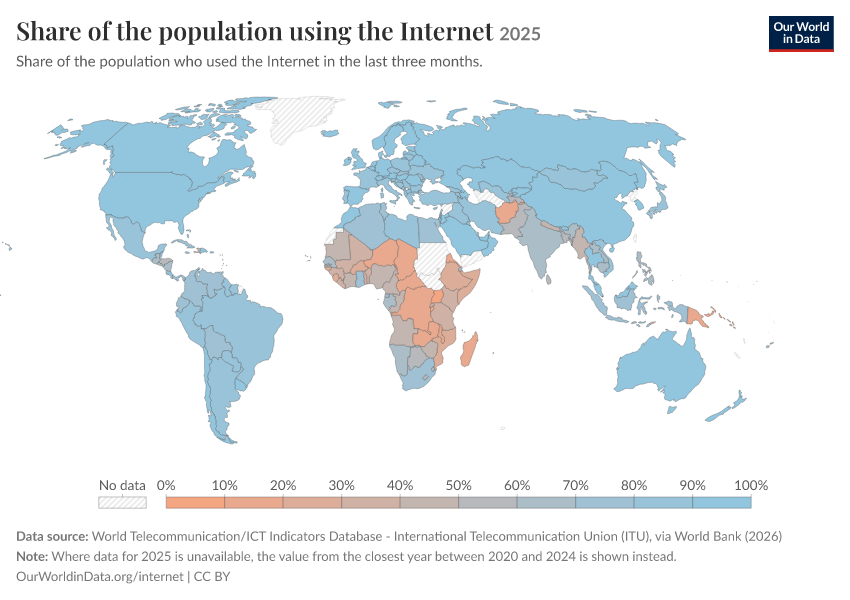 A thumbnail of the "Share of the population using the Internet" chart