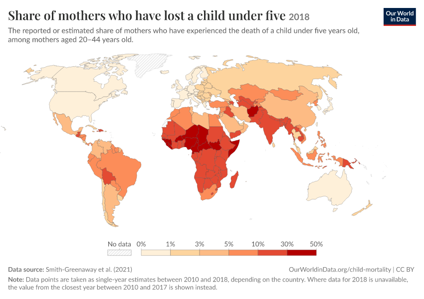 A thumbnail of the "Share of mothers who have lost a child under five" chart