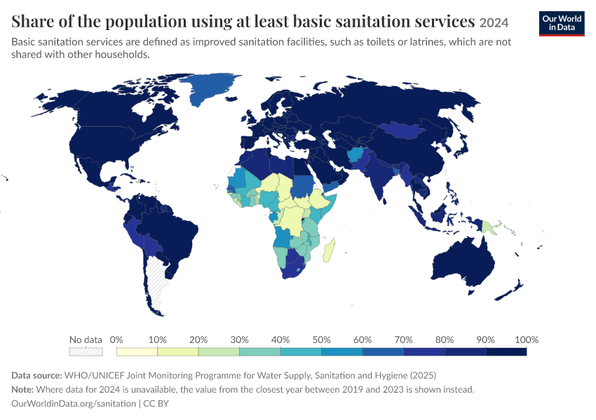 A thumbnail of the "Share of the population using at least basic sanitation services" chart